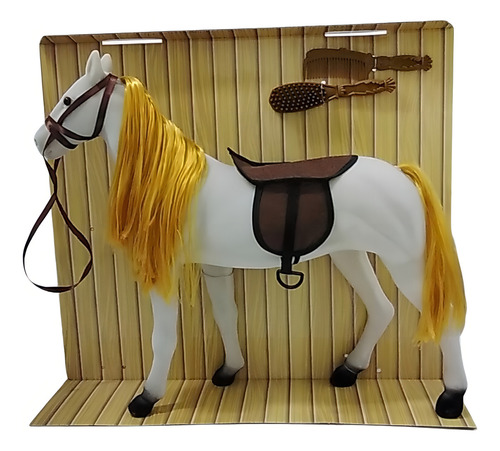 Caballo Potro Blanco Con Asiento Accesorio Para Muñecas Ed