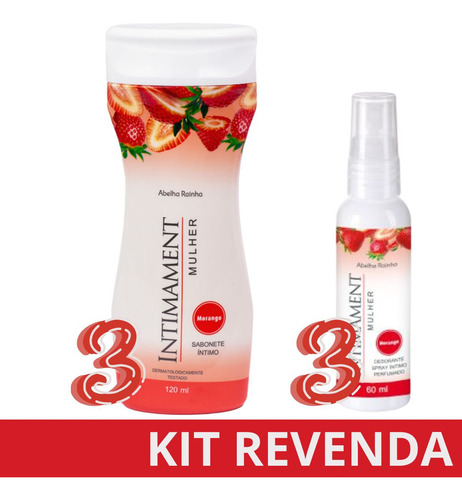 Kit 3 Sabonetes E Desodorantes Íntimos Morango Abelha Rainha