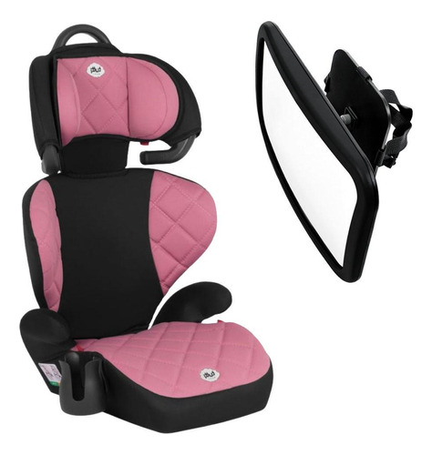 Cadeira Para Auto Rosa Com Espelho Retrovisor Banco Traseiro