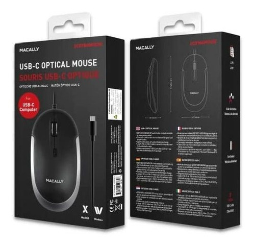 Mouse Macally Usb C Plug Play Negro