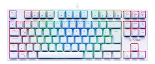 Teclado gamer VSG Alnitak QWERTY Kailh Brown español latinoamérica color blanco con luz RGB