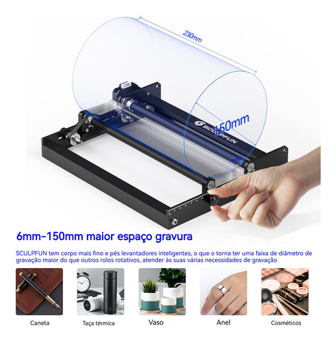Máquina De Corte Laser Sculpfun S30 Ultra 22w C/ Ar + Rolo