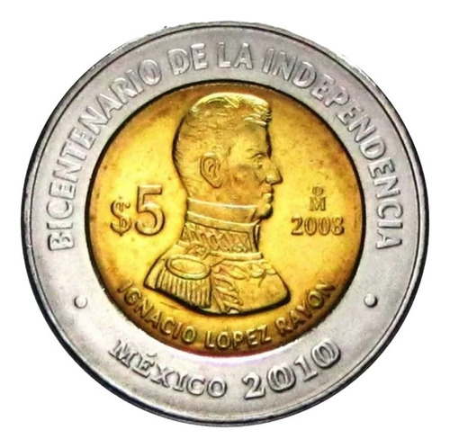1 Moneda De 5 Pesos Conmemorativa De Ignacio Lopez Rayón 