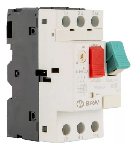 Guardamotor Termomagnético 0,40-0,63a Gtm1-04 Baw 50/60 Hz