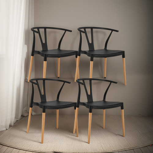 Pack 4 Sillas Nordica Wish Comedor O Terraza Estructura de la silla Negro