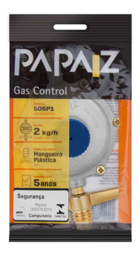 Imagem 2 de 2 de Regulador Registro Valvula Gás 2kg/h Papaiz