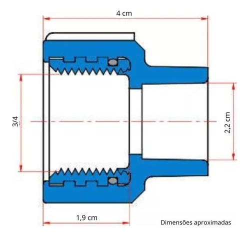 Kit 10 Luvas De Transição Cpvc 22mm X 3/4 Aquatherm - Tigre