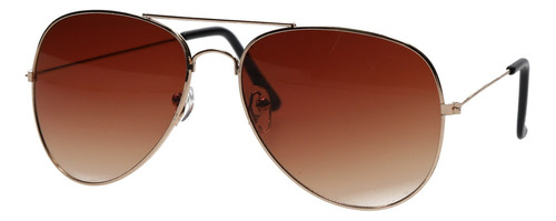 Lentes Unisex Para Sol Moda Tipo Aviador Con Detalle Bronce Color Café Lente CAFE Varilla CAFE Armazón Café Diseño Mirror