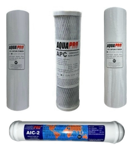 Aquapro Kit 3 Primeras Etapas Mas Filtro Carbon Act. Inline 