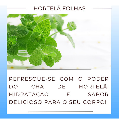 Chá Hortelã Folhas Desidratada | Erva P/ Chá 100% Puro