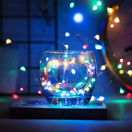 Imagen 3 de 6 de 2 Guirnaldas 100 Luces Micro Led Hadas 10 Mtrs Pilas Navidad