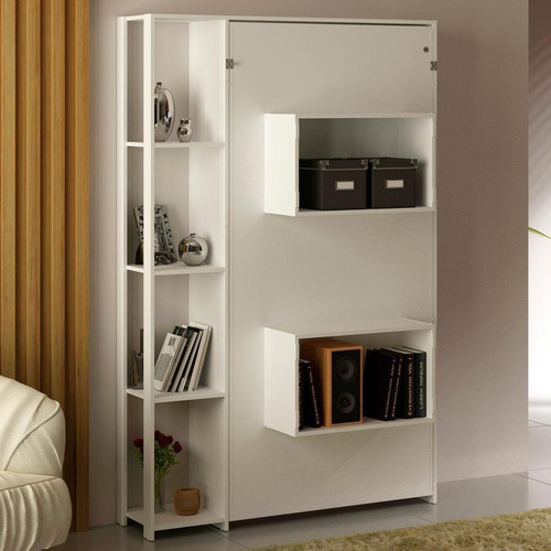 Cama Retrátil De Parede Solteiro Cm8013 Branco Tecno Mobili