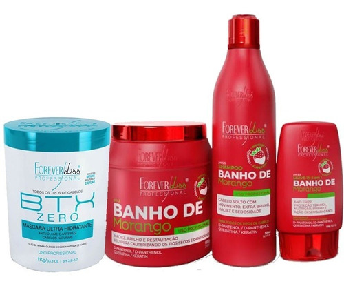 Kit Banho Morango E Btox Zero 1kg Forever Liss