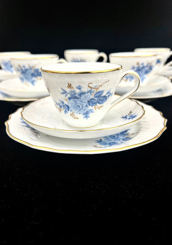 Trio Para Te Lorenz Hutschenreuther Selb Chatteau Bleu C1960 Blanco Chatteau Bleu (Usado)