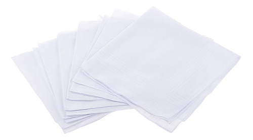 12 Pañuelos For Hombre Y Mujer, 100% Algodón, Color Blanco