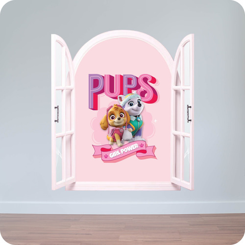 Vinilo Pared Simulación Ventana Paw Patrol 100x120