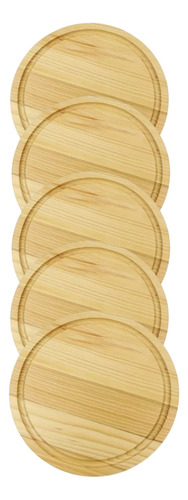 Kit 5 Tábuas Redonda Para Pizza Madeira 35cm Diâmetro Cor Marrom Redondo
