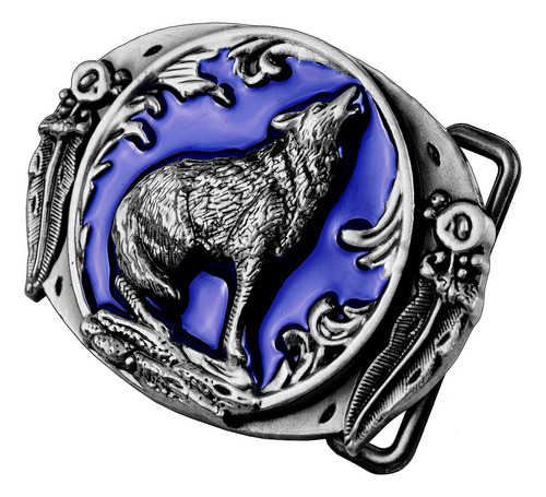 Fivela de cinto de cowboy com design Howling Wolf, M