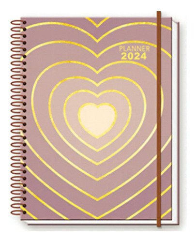 Planner 2024 Feminino Semanal Mensal Organizador Dia Coração Cor Da Capa Marrom