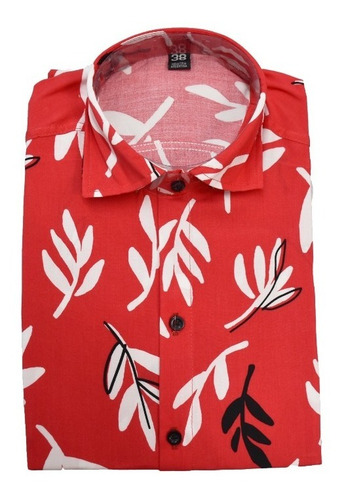 Imagen 1 de 3 de Camisa Hombre Hawaiana Floreada Manga Corta Fibrana Colores
