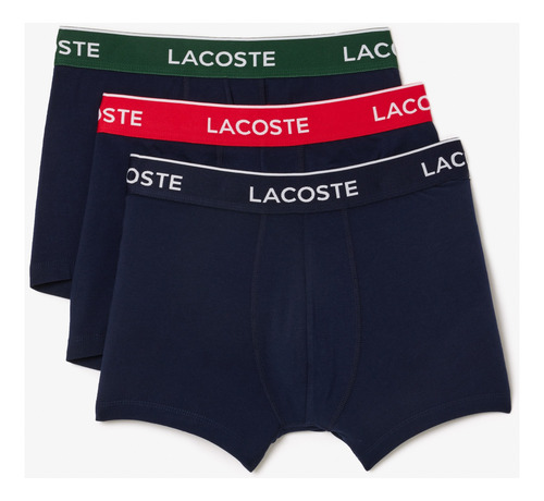 Boxer Lacoste Liso Paq 3 Caballero Marino 8h3472-51