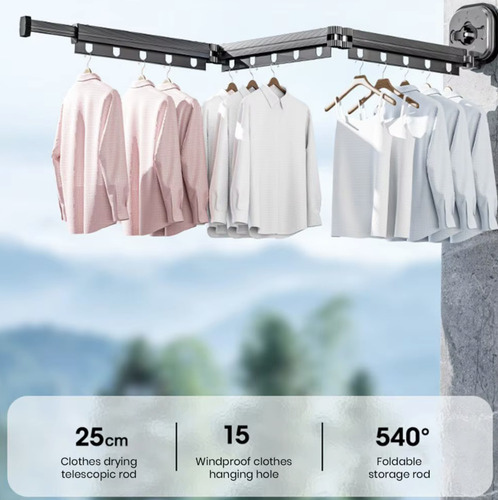 Colgador Tendedero Con Absorción 360 Para Ropa 120 Cm