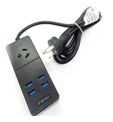 Zapatilla Prolongador Multiple Hub 4 Puertos Usb Inova 220v