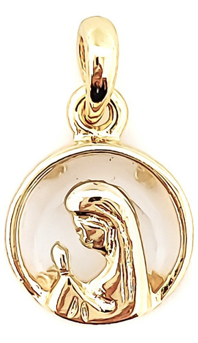 Colgante Medalla Virgen Niña Cristal 14mm Enchapado Oro 18k