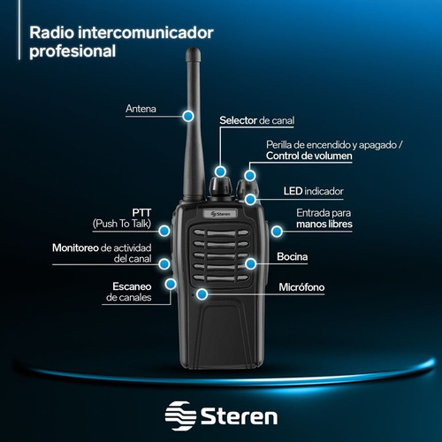 Rad-510 Radio Intercomunicador Profesional Alcance 5km Negro