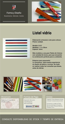 Imagen 5 de 6 de Listel Vidrio Ypf - 1,5x30cm Verde Manzana - Forma Y Diseño
