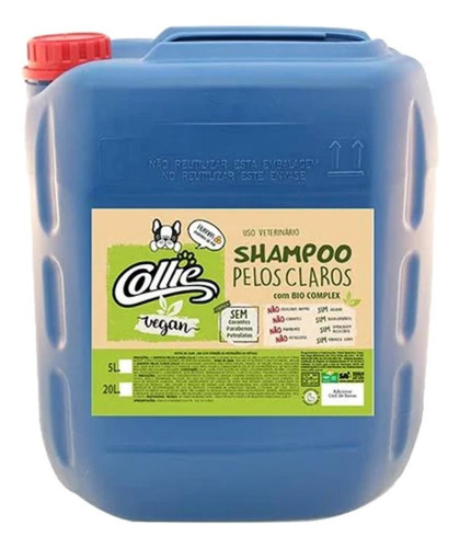 Shampoo Vegano Pelos Claros 20 Litros Profissional - Collie