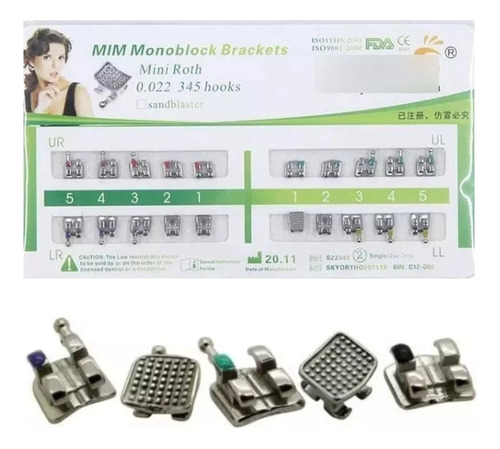 Brackets Metalicos Mesh Base 3-4-5 Hook Ortodoncia X1 Caso