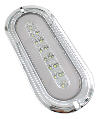 Plafon Led X009 Ovalado Bisel Cromo Luz Fija Y Con Estrobo X009 Blanco