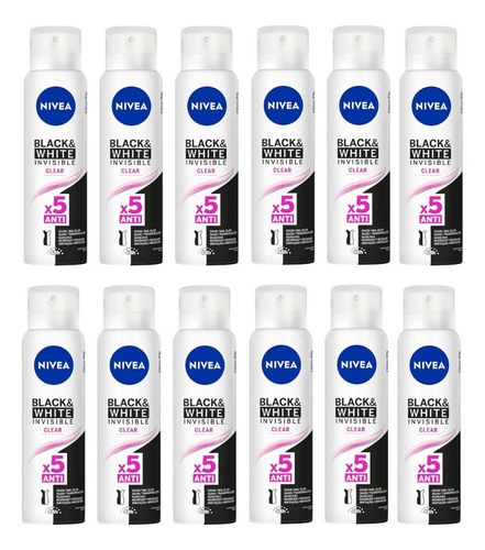 Desodorante Aero Nivea 150ml Fem Invisible Black White-12un