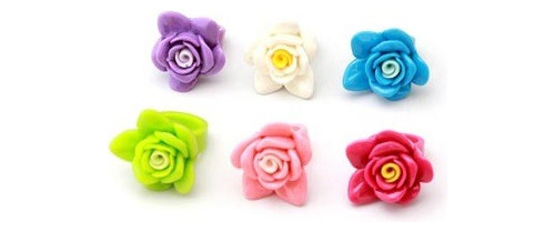 Anillos Flores Rosas 6 Colores Pack X 24 Unidades