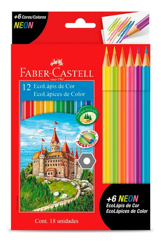 Lapices De Colores Eco X12 L + 6 Colores Neón Faber-castell