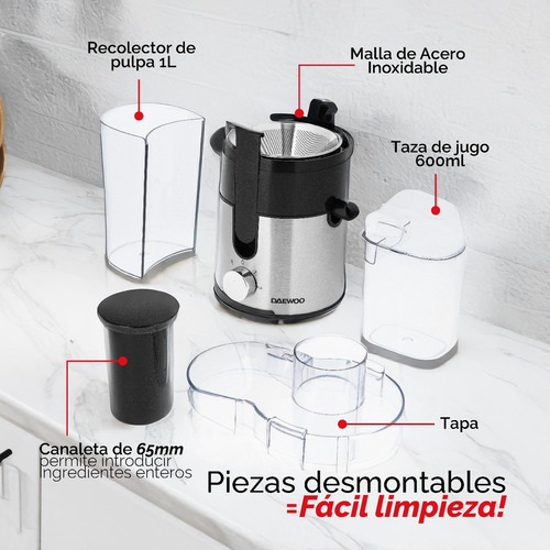 Extractor De Jugo Pulpa Juguera Electrica Acero Daewoo 600w