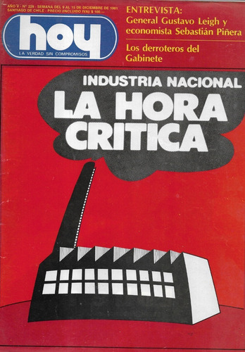Revista Hoy 229 / 15 Dicie 1981 / Industria Nacional Crítica