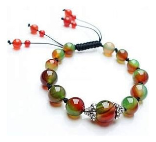 Hermosa Pulsera Hecha A Mano Con Cuentas De Ágata De Pavo Re