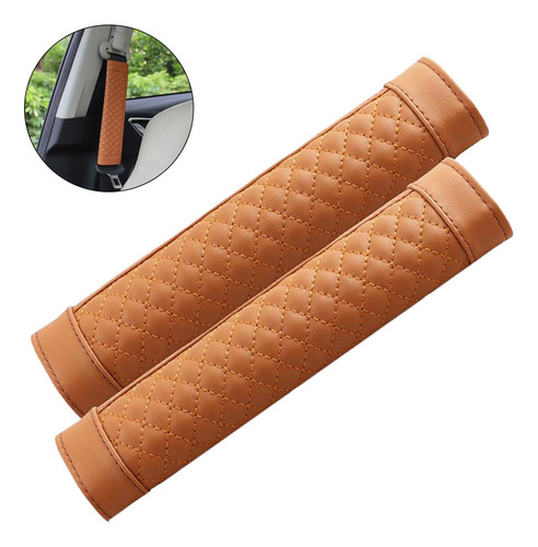 2 Piezas De Coche De Cuero De La Pu Del Cinturón De Marrón
