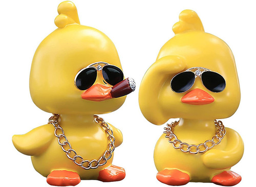 Qipai 2 Pato Amarillo Adornos Coches Decoraciones Para