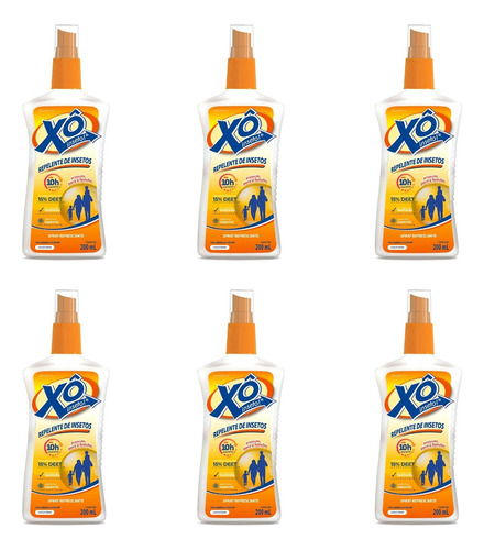 6x Spray Repelente Xô Insetos Proteção Para A Família 200ml