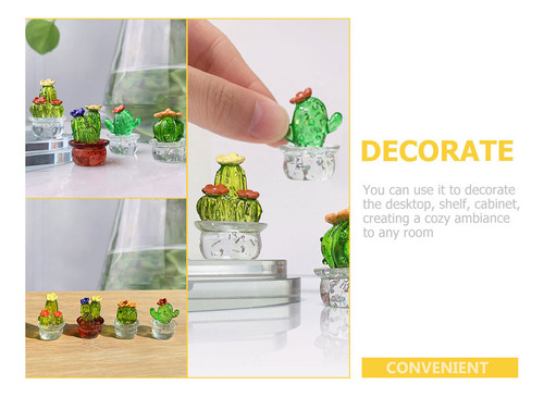 Adornos Para Coche Con Forma De Cactus De Cristal, En Maceta