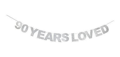 Imagen 1 de 5 de Waway Pancarta De Cumpleaños De 90 Años Diseño De Corazon