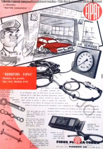 Antiguo Folleto Fipat Medidor Presión Neumático Auto Años 60