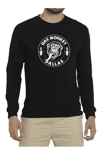 Polera Estampada Manga Larga De Hombre Diseño De Gas Monkey