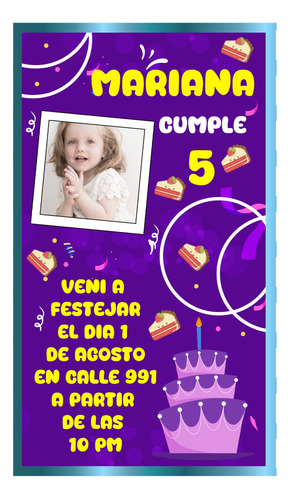 Invitación De Cumpleaños 9 Con Foto Para Whatsapp 