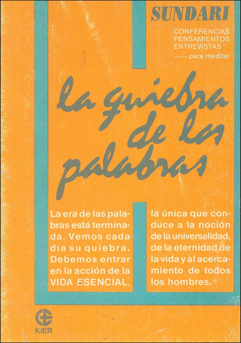 Quiebra De Las Palabras, La, De Sundari., Vol. 1. Editorial Kier-neisa, Tapa Pasta Blanda En Español