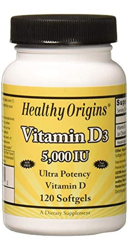 Healthy Origins Vitamina D3 5, 000 Geles De Lulanolina, 120