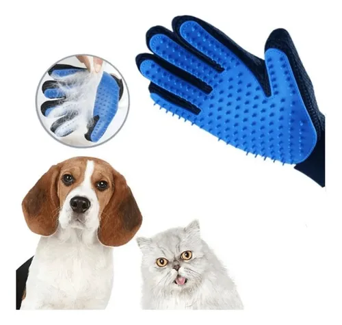 Luva Escova Magnética ÓH CÉUS Para Cães E Gatos Retira Pelos Azul
